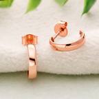 925 Sterling Silver Huggie Hoop Earrings Rose Gold Minimal