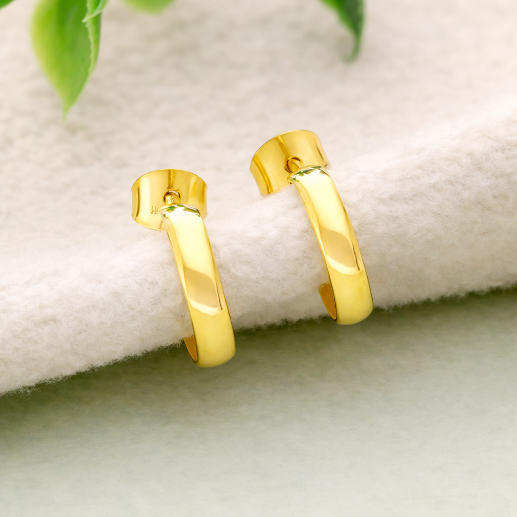 925 Sterling Silver Huggie Hoop Earrings Gold Minimal Jewelry