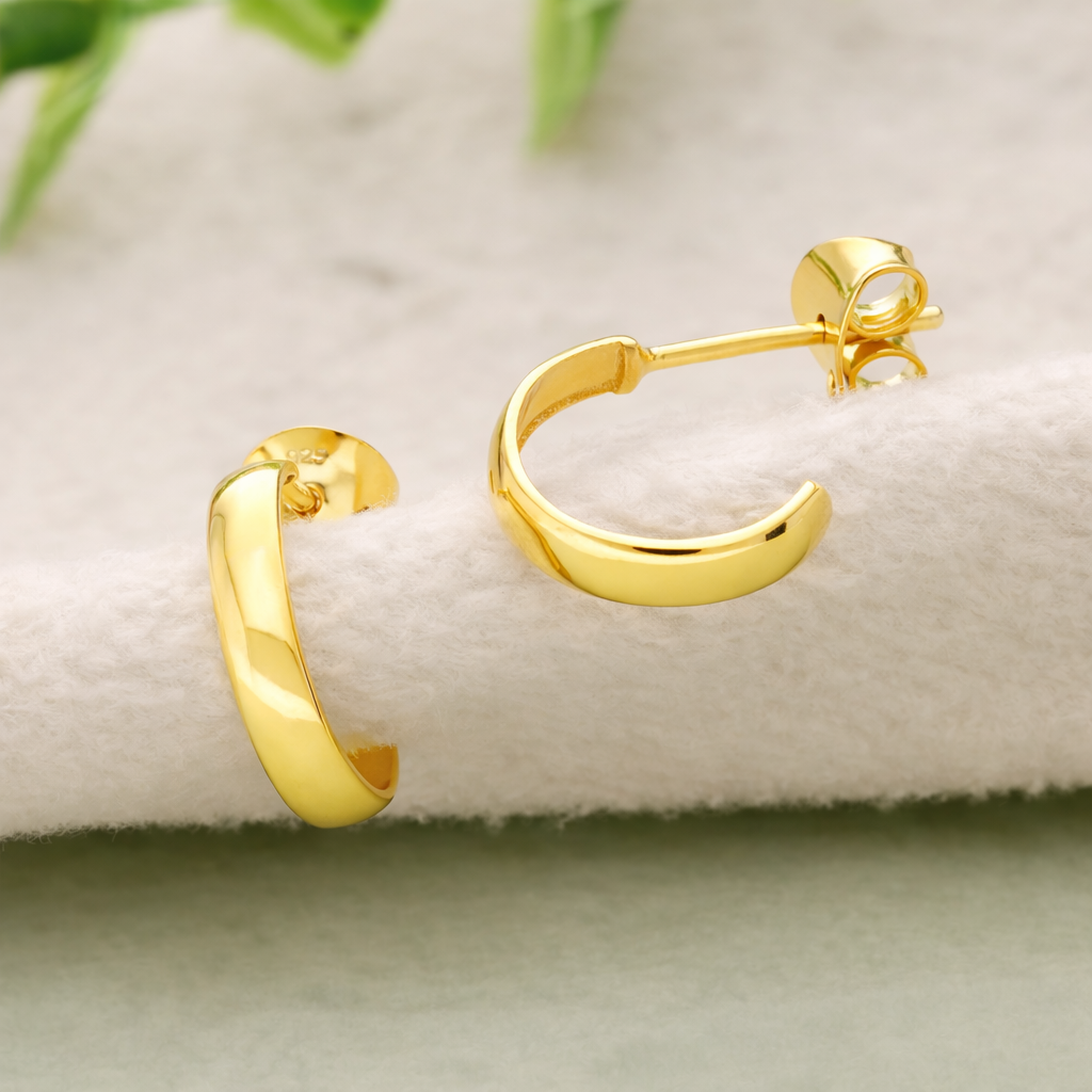 925 Sterling Silver Huggie Hoop Earrings Gold Minimal Jewelry