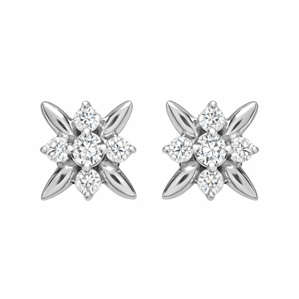 925 Sterling Silver Flower Stud Earrings CZ Bridal Jewelry