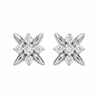 925 Sterling Silver Flower Stud Earrings CZ Bridal Jewelry