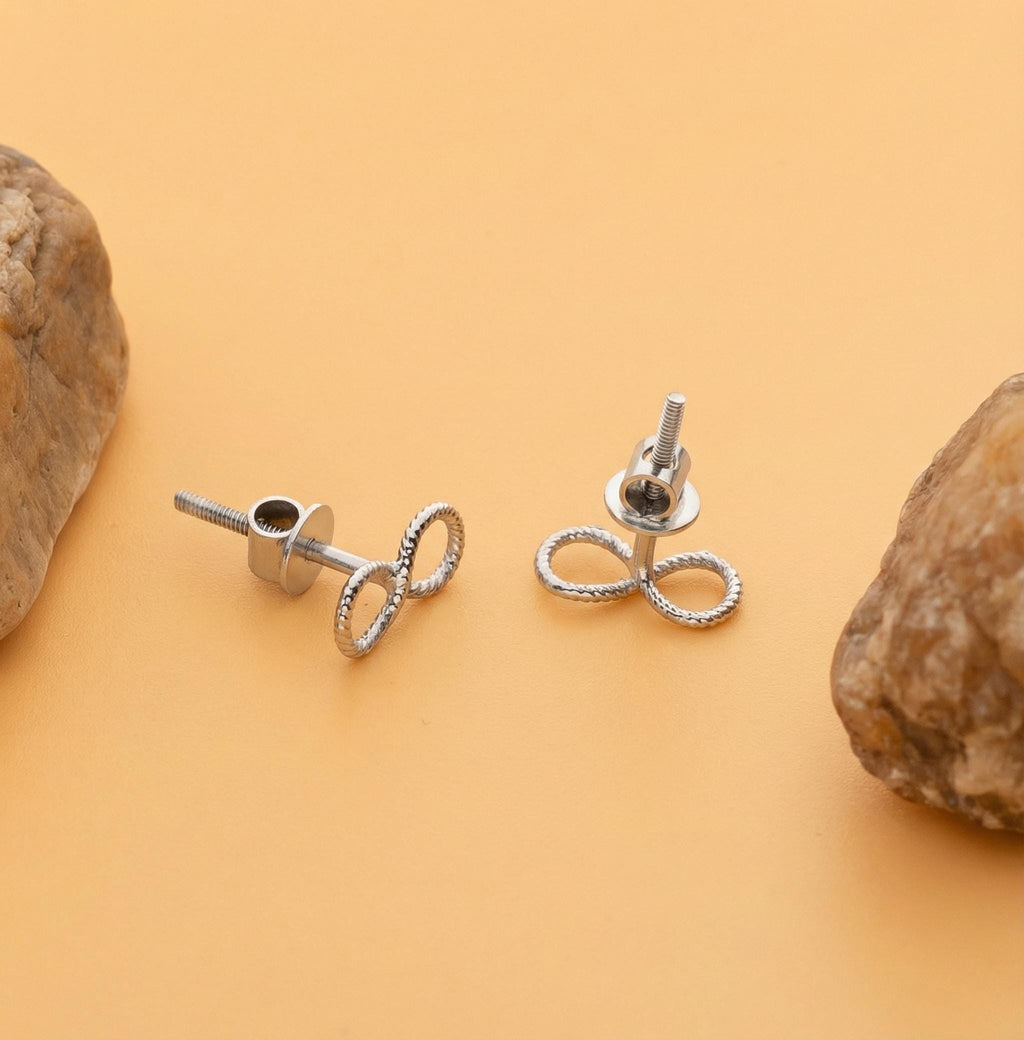 Handmade Sterling Silver Twisted Infinity Stud Earrings - Yellow Gold