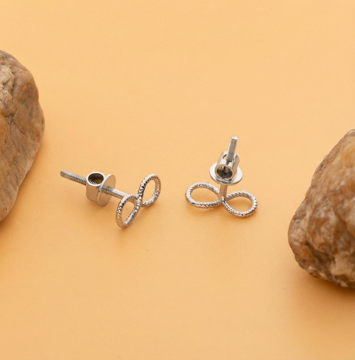 Handmade Sterling Silver Twisted Infinity Stud Earrings - Yellow Gold