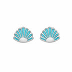 AMONROO® 925 Silver Jewellery for Women - 925 Sterling Silver Blue Seashell Enamel Stud Earrings, Beach Design Jewellery, Gift for Women | 925 Stamp, Warranty & Authenticity Certificate