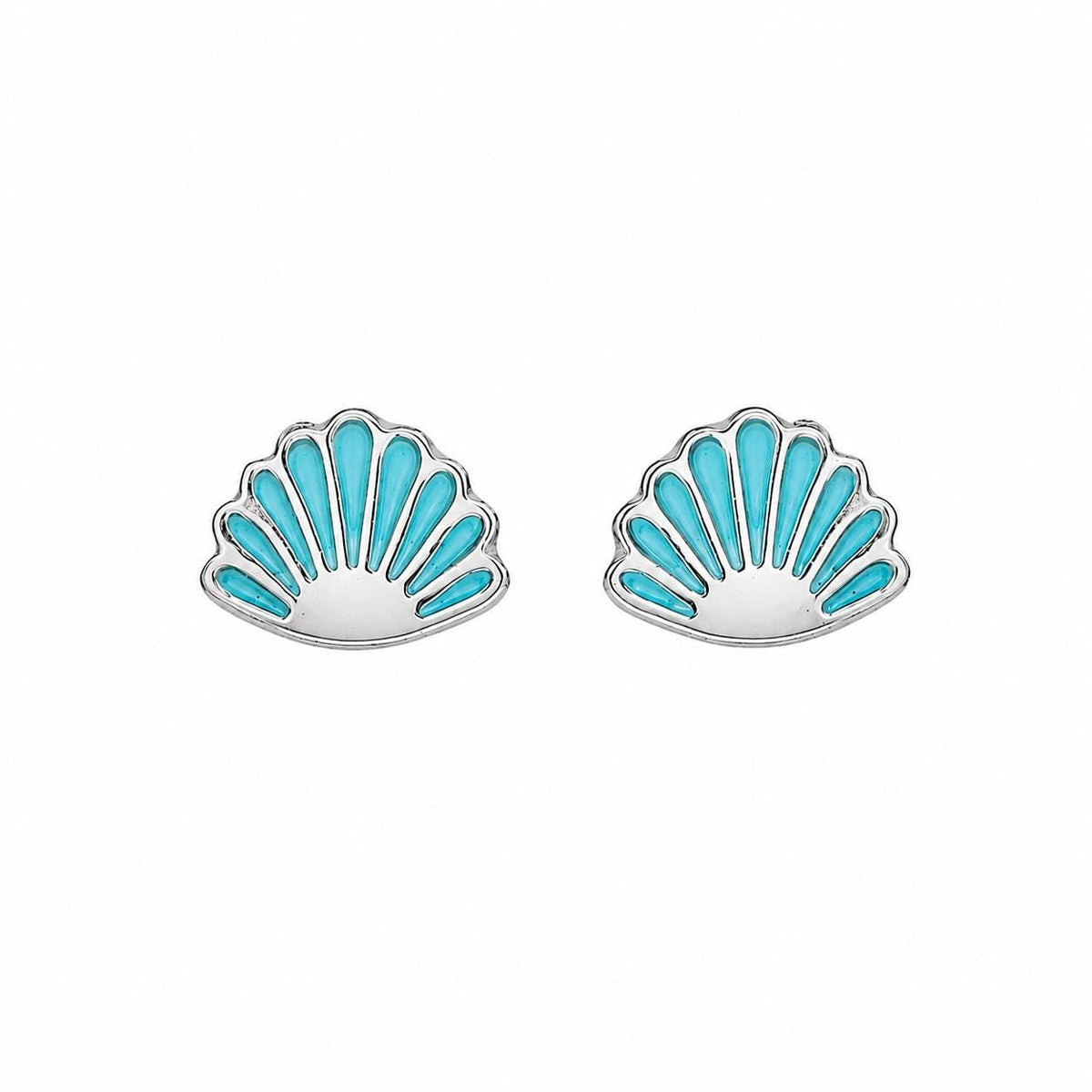 AMONROO® 925 Silver Jewellery for Women - 925 Sterling Silver Blue Seashell Enamel Stud Earrings, Beach Design Jewellery, Gift for Women | 925 Stamp, Warranty & Authenticity Certificate
