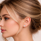 925 Sterling Silver Flower Stud Earrings CZ Bridal Jewelry