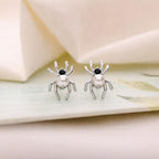 AMONROO® 925 Silver Jewellery for Women - 925 Sterling Silver Spider Pearl CZ Stud Earrings, Halloween Earrings, Gothic Jewellery Gift | 925 Stamp, Warranty & Authenticity Certificate