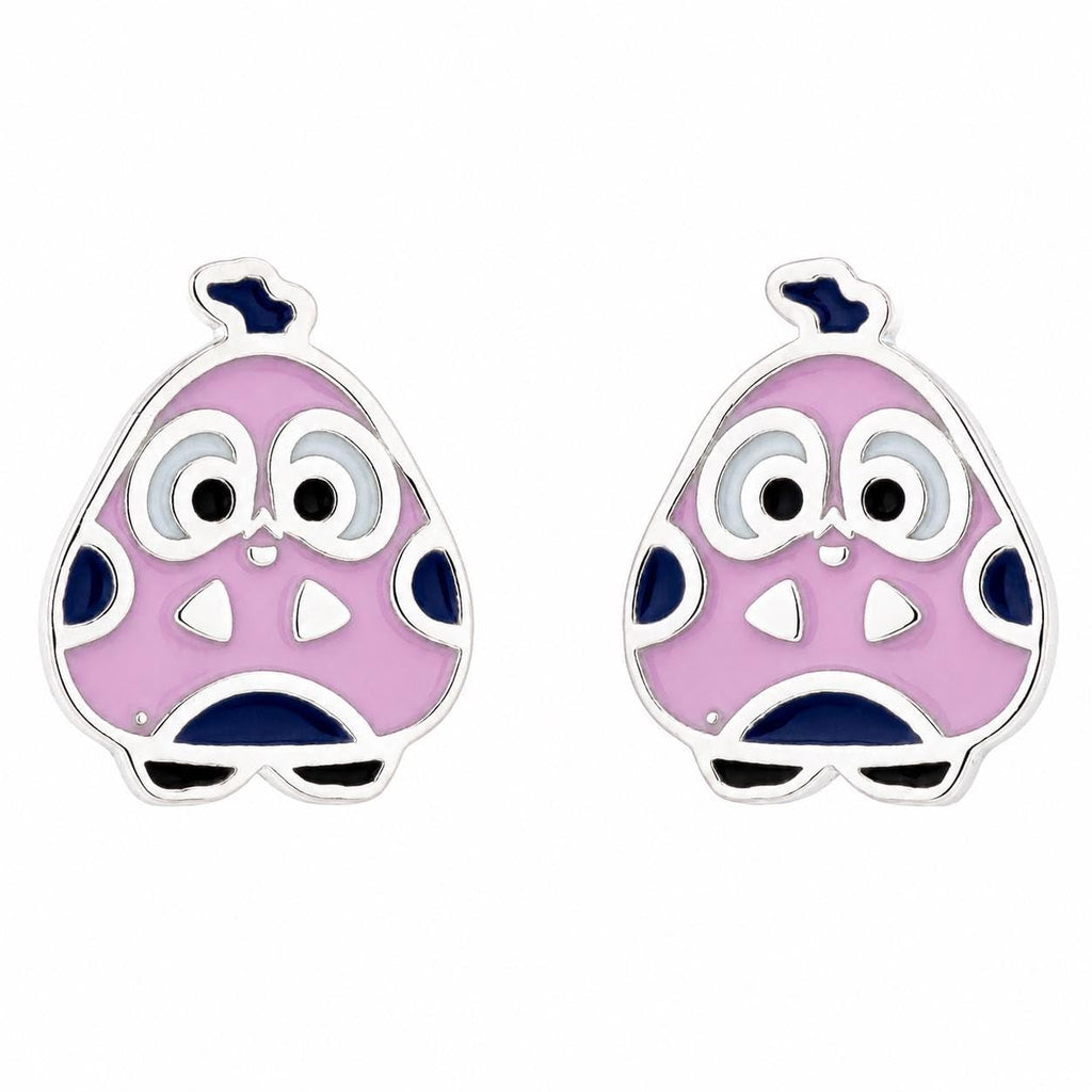 AMONROO® 925 Silver Jewellery for Women - 925 Sterling Silver Owl Purple Enamel Stud Earrings, Bird Earrings, Animal Jewellery | 925 Stamp, Warranty & Authenticity Certificate