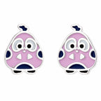 AMONROO® 925 Silver Jewellery for Women - 925 Sterling Silver Owl Purple Enamel Stud Earrings, Bird Earrings, Animal Jewellery | 925 Stamp, Warranty & Authenticity Certificate