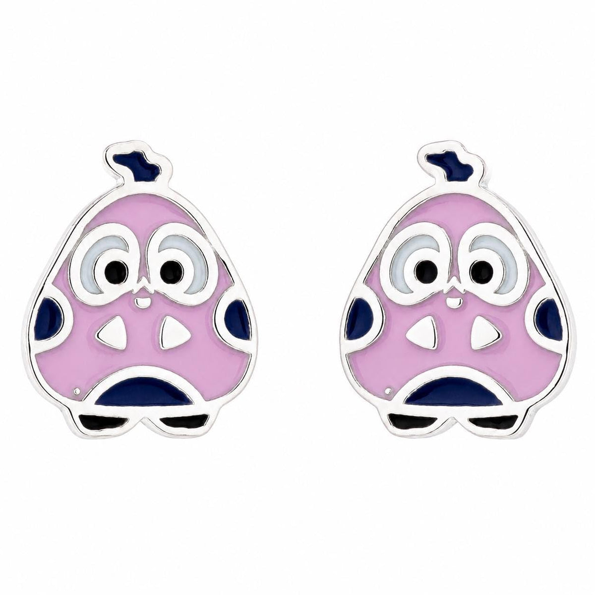 AMONROO® 925 Silver Jewellery for Women - 925 Sterling Silver Owl Purple Enamel Stud Earrings, Bird Earrings, Animal Jewellery | 925 Stamp, Warranty & Authenticity Certificate