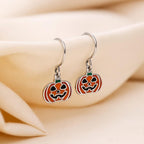 AMONROO® 925 Silver Jewellery for Women - 925 Sterling Silver Enamel Pumpkin Dangle Earrings, Halloween Earrings, Festive Jewellery Gift | 925 Stamp, Warranty & Authenticity Certificate