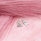 Sterling Silver V Initial Stud Earrings, Minimalist Monogram Jewelry