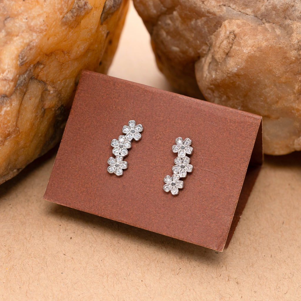 925 Sterling Silver Daisy Flower Stud Earrings Minimal Jewelry