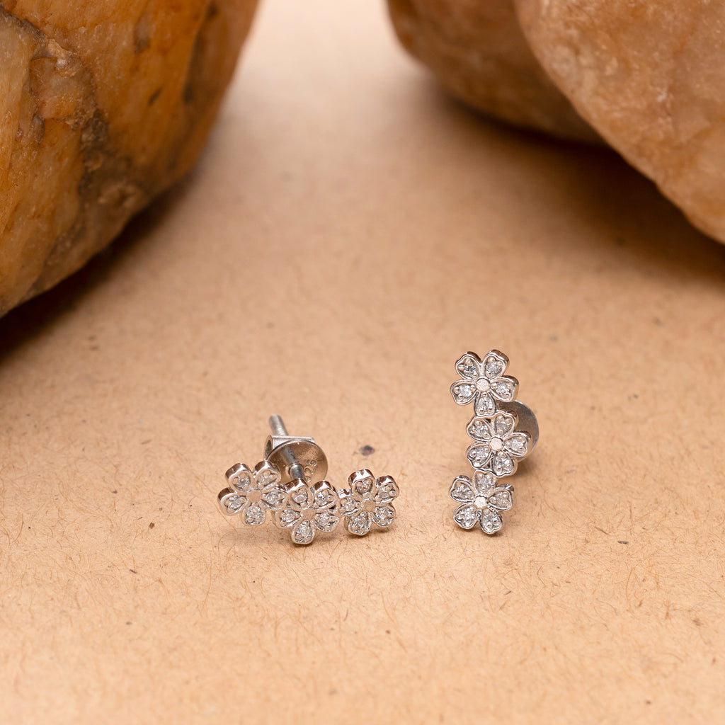 925 Sterling Silver Daisy Flower Stud Earrings Minimal Jewelry
