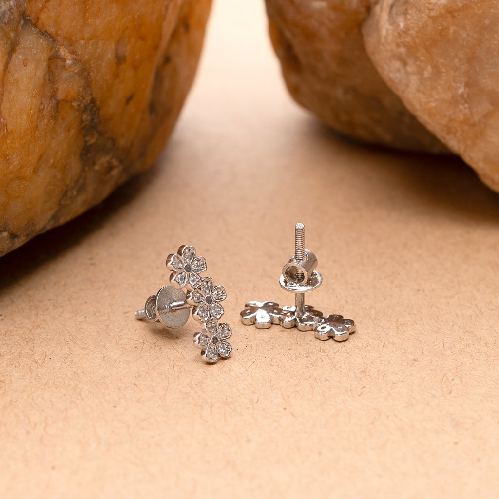 925 Sterling Silver Daisy Flower Stud Earrings Minimal Jewelry