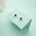 925 Sterling Silver Angel Stud Earrings Black Enamel Jewelry