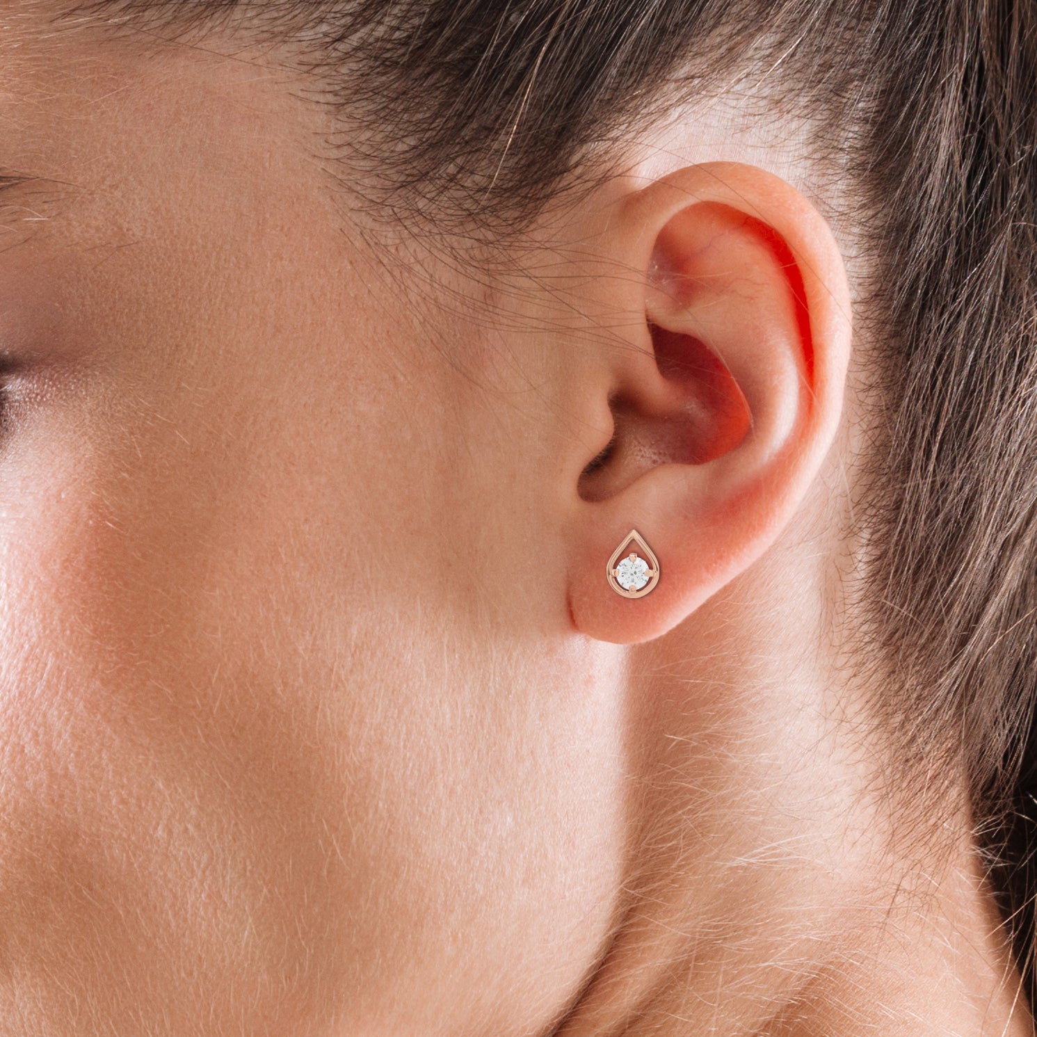 925 Sterling Silver Rose Gold Plated Teardrop Stud Earrings