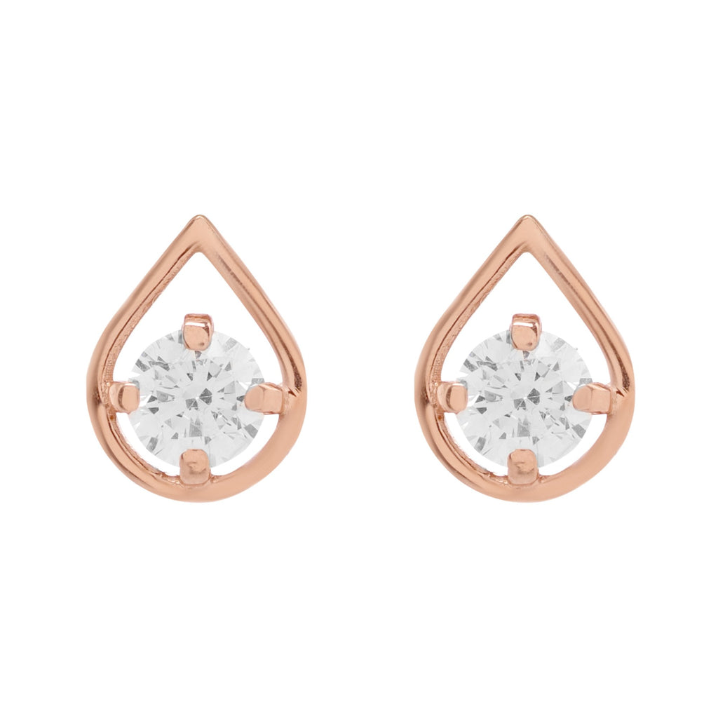 925 Sterling Silver Rose Gold Plated Teardrop Stud Earrings