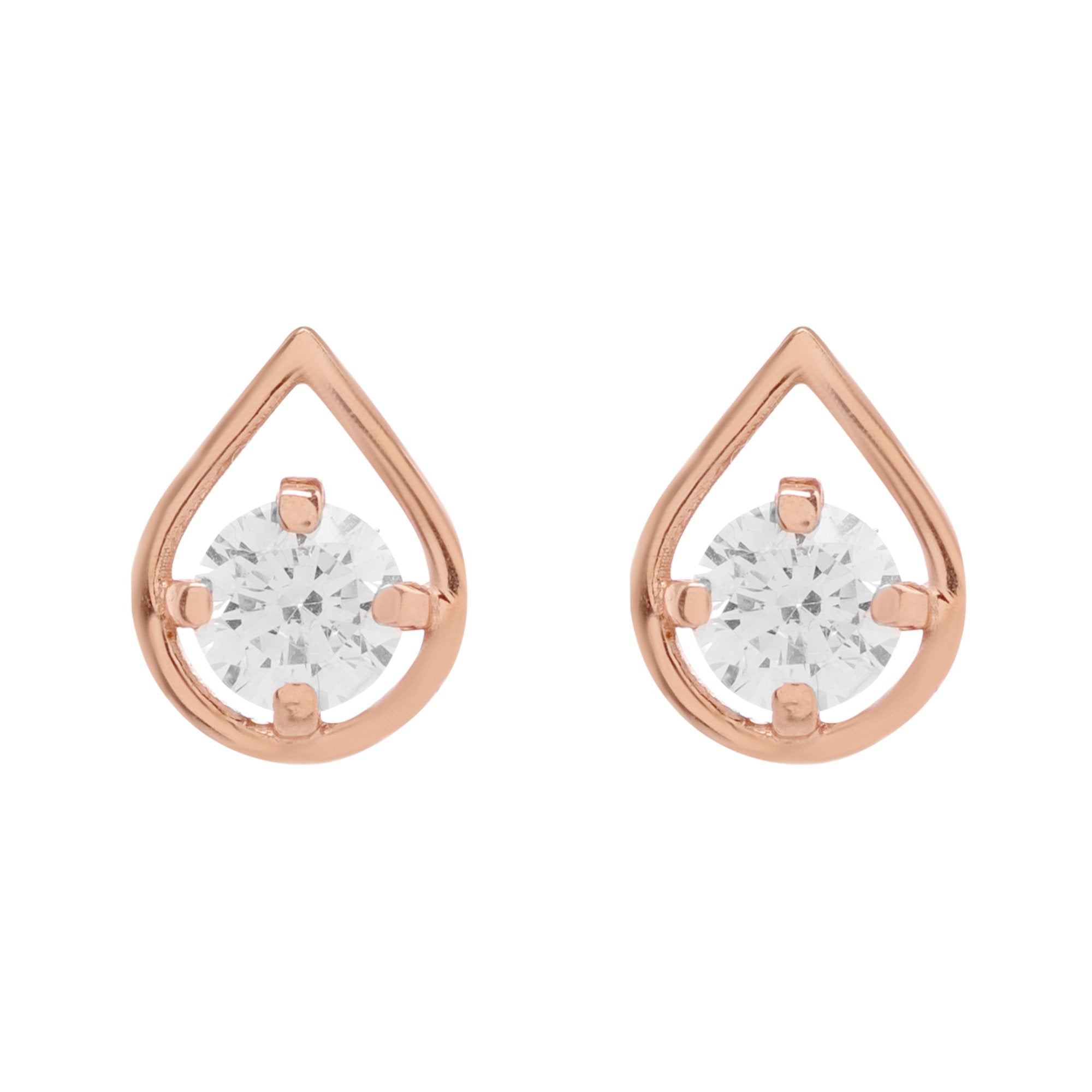 925 Sterling Silver Rose Gold Plated Teardrop Stud Earrings
