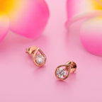 925 Sterling Silver Rose Gold Plated Teardrop Stud Earrings