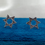 925 Sterling silver Star Of David Stud Earring Geometric Star Symbol Unisex Post Stud Earring Minimalist Handmade Gift Studs with Pushback
