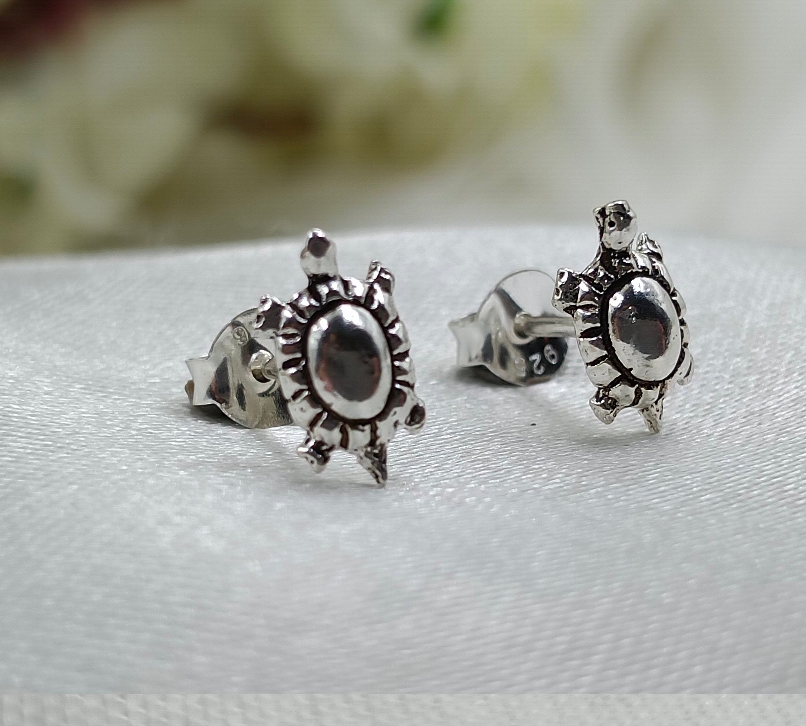 Sterling Silver 925 Tiny Turtle Earring Small Stud Earring Quirky Fun Studs