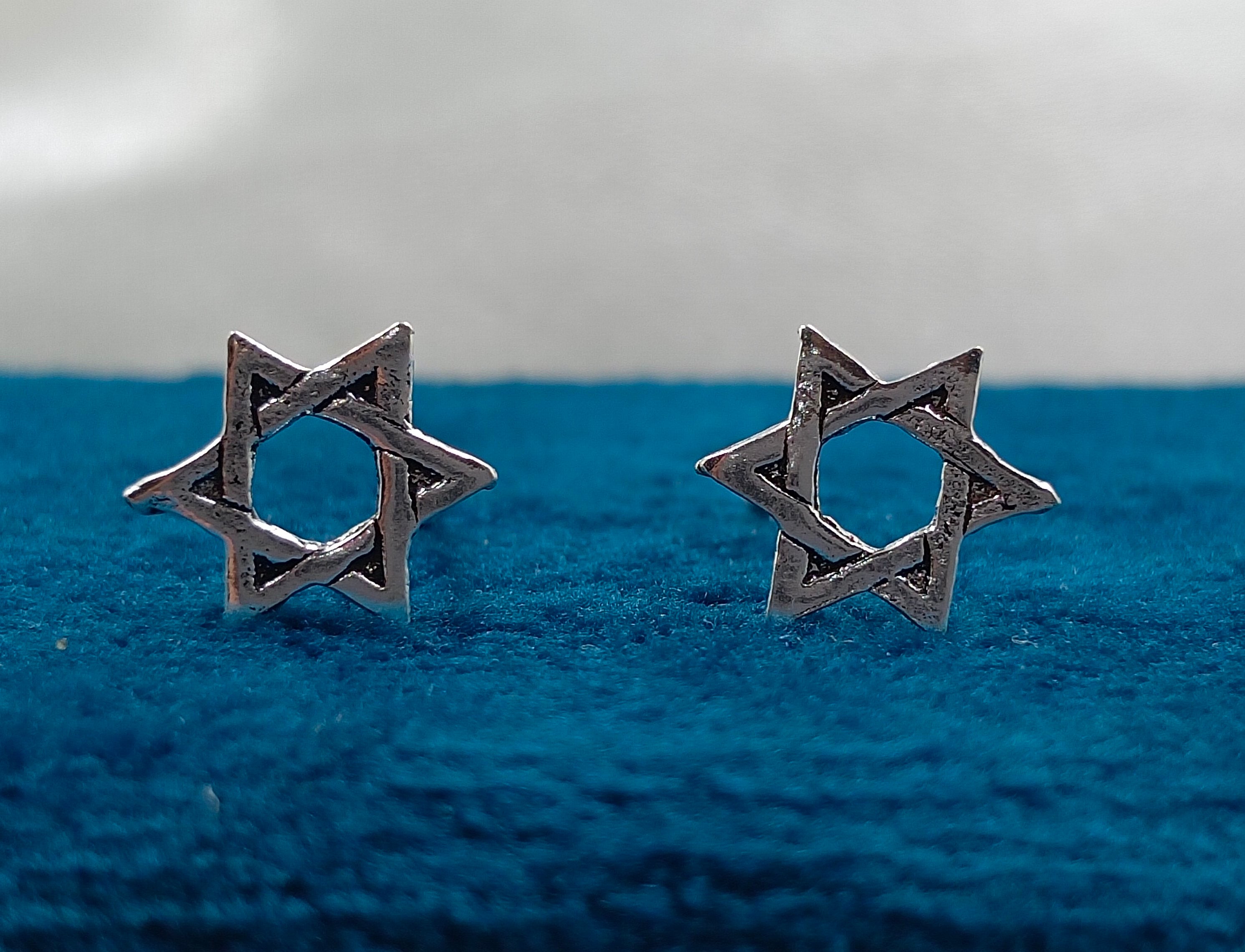 925 Sterling silver Star Of David Stud Earring Geometric Star Symbol Unisex Post Stud Earring Minimalist Handmade Gift Studs with Pushback