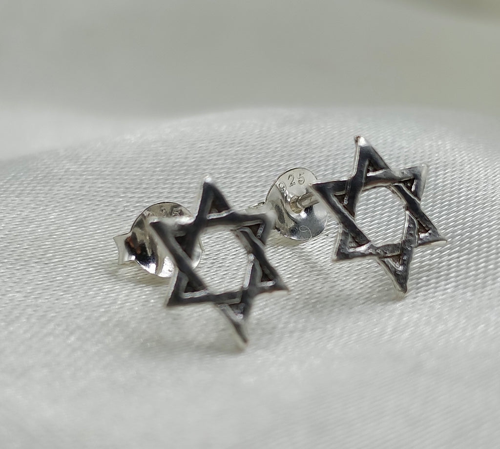 925 Sterling silver Star Of David Stud Earring Geometric Star Symbol Unisex Post Stud Earring Minimalist Handmade Gift Studs with Pushback
