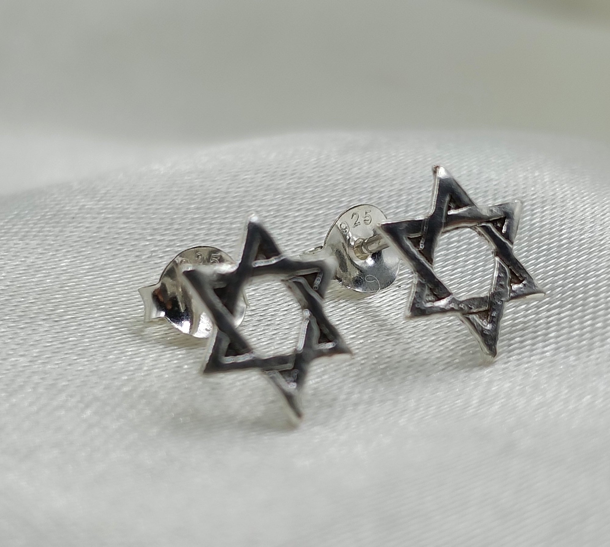 925 Sterling silver Star Of David Stud Earring Geometric Star Symbol Unisex Post Stud Earring Minimalist Handmade Gift Studs with Pushback