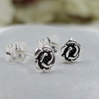 925 Sterling silver Rose Stud Earrings Flower Earrings Floral Jewelry Minimalist Handmade Gift Studs with Pushback