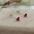925 Sterling Silver July Birthstone Elegant Ruby Red Cubic Zirconia Stud Earrings Minimalist Handmade Birthday Gift Studs with Pushback