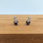 925 Sterling Silver Sparkle Star Studs Earrings CZ Diamonds Starburst Stud