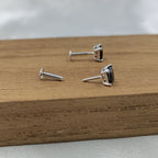 Black Stud Princess Cubic Zirconia Earrings Minimalist Handmade Cute Gift Studs with Ballback 925 Silver Gift for him Black love