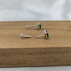Green Emerald Earring Princess Cute 925 Sterling Sivler Stud May Birthstone Earrings Cubic Zirconia Minimalist Handmade Stud with Ballback