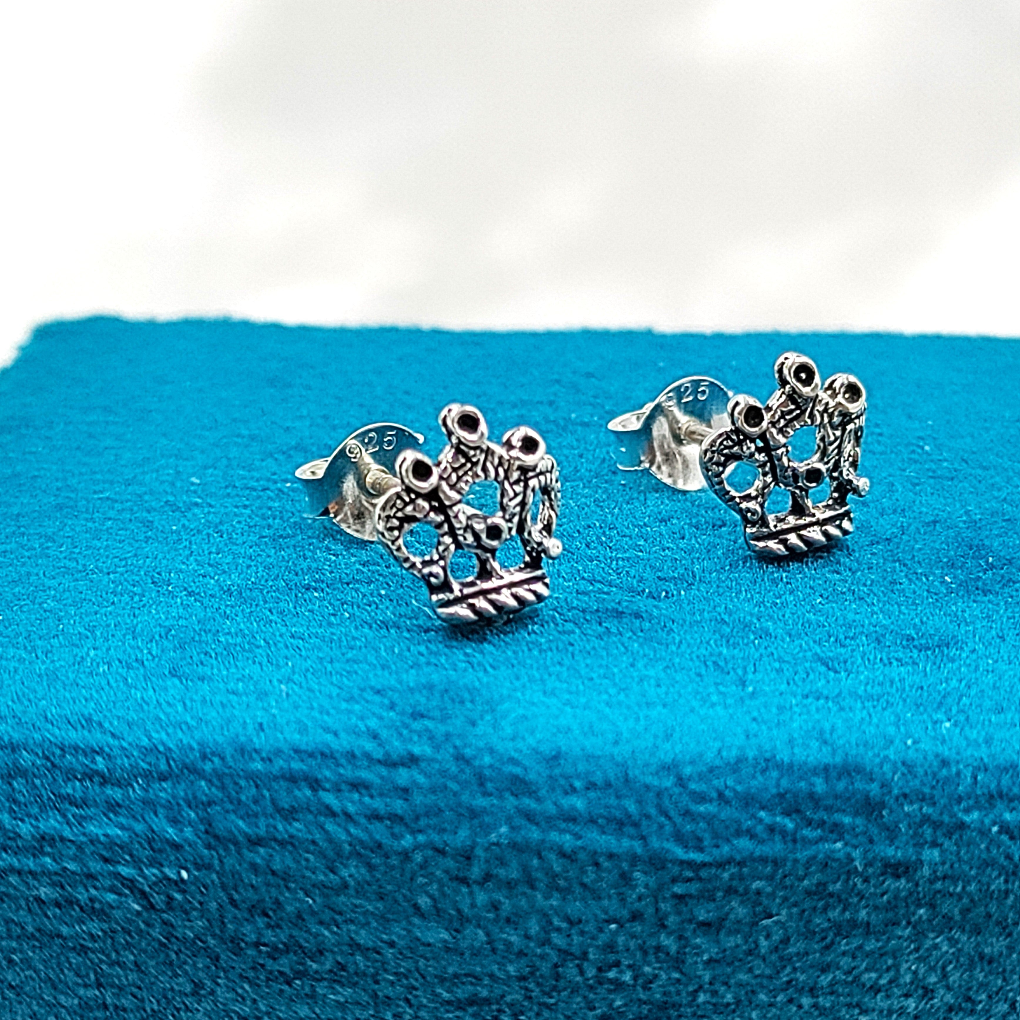 Queen Stud Princess Crown stud earring Queen jewellery Crown Jewelry Minimalist Handmade Gift Studs with Pushback 925 Sterling Silver