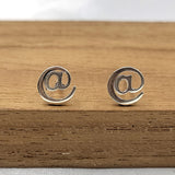 Little Tiny @ Symbol Letter Studs Earrings Alphabet Earring Stud Minimalist Handmade Gift Studs with Pushback 925 Sterling Silver Cute Gift