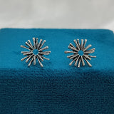 Silver Sunburst Earrings Star Burst Floral Stud Earrings Anniversary Gift Minimalist Handmade Gift Studs with Pushback Quirky Gift Floral