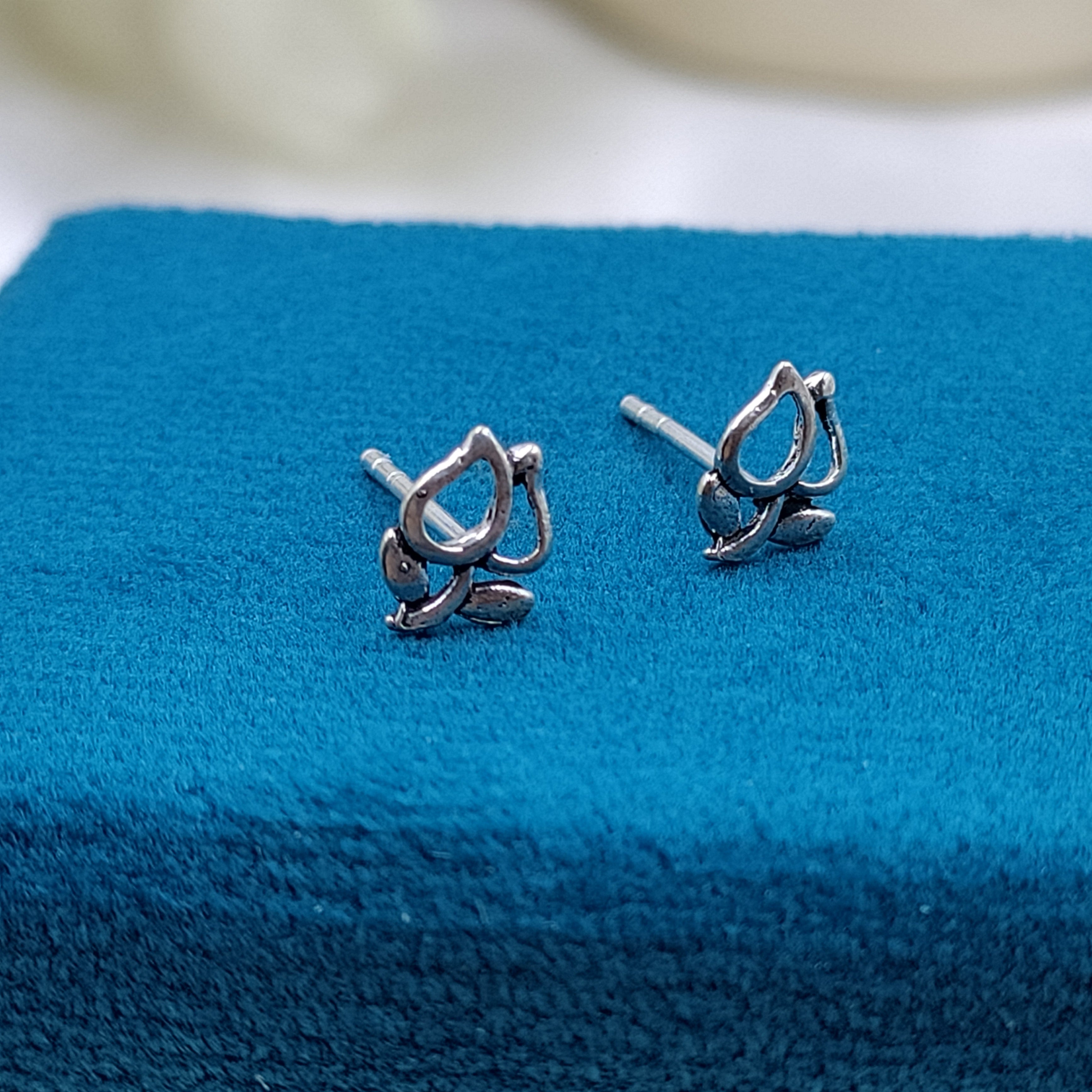 Rose Stud Earrings Flower Earring Floral Jewelry Minimalist Handmade Gift Studs with Pushback 925 Sterling Silver Gift for lover him her