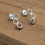 925 Sterling Silver Honeycomb Earrings Geometric Minimalist Earrings Dainty Hexagon Bee Lover Gift Jewelry for Women Handmade Gift Pushback