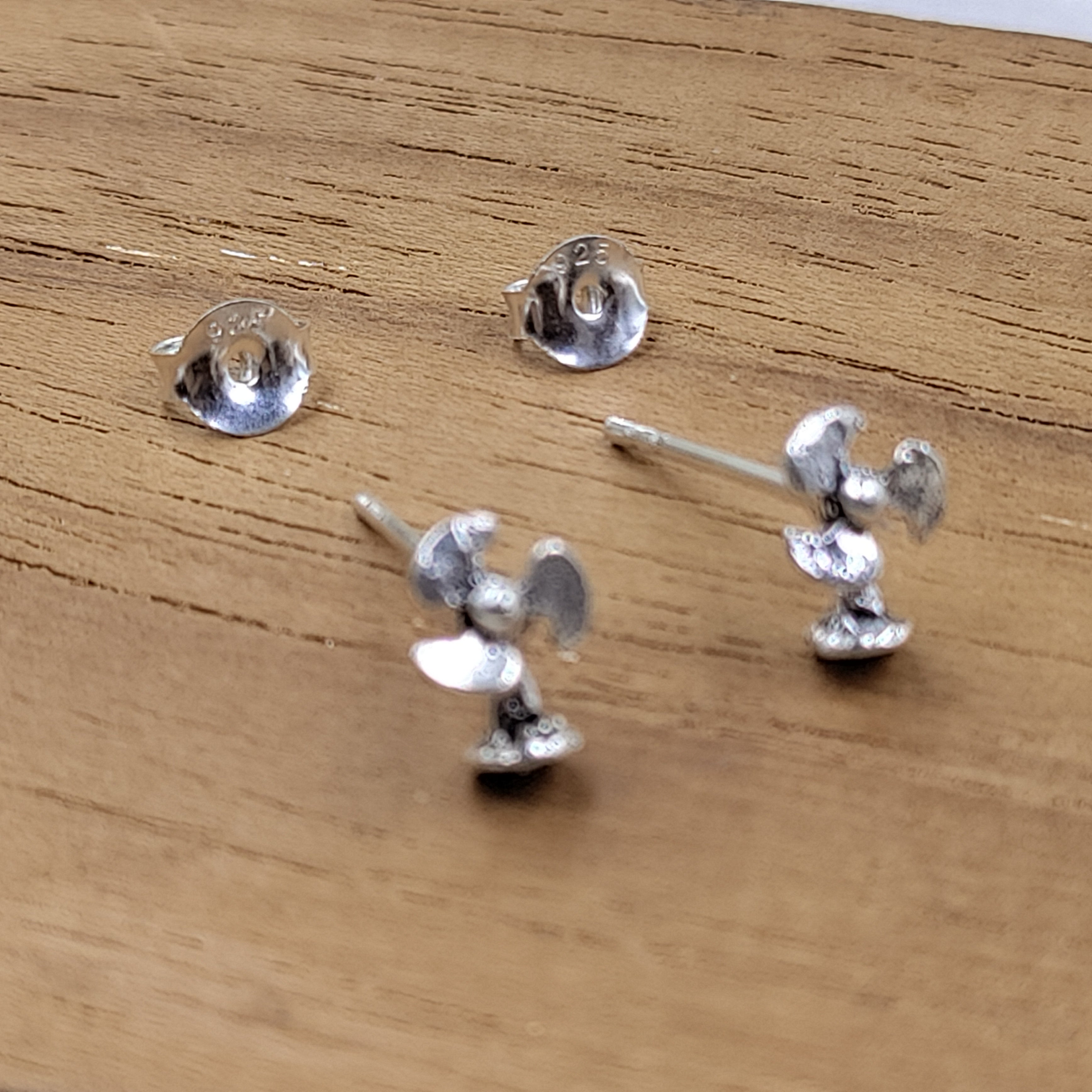 Little Tiny Table Fan Shaped Earring Stud Minimalist Handmade Gift Studs with Pushback 925 Sterling Silver Different Unique Gift for girl