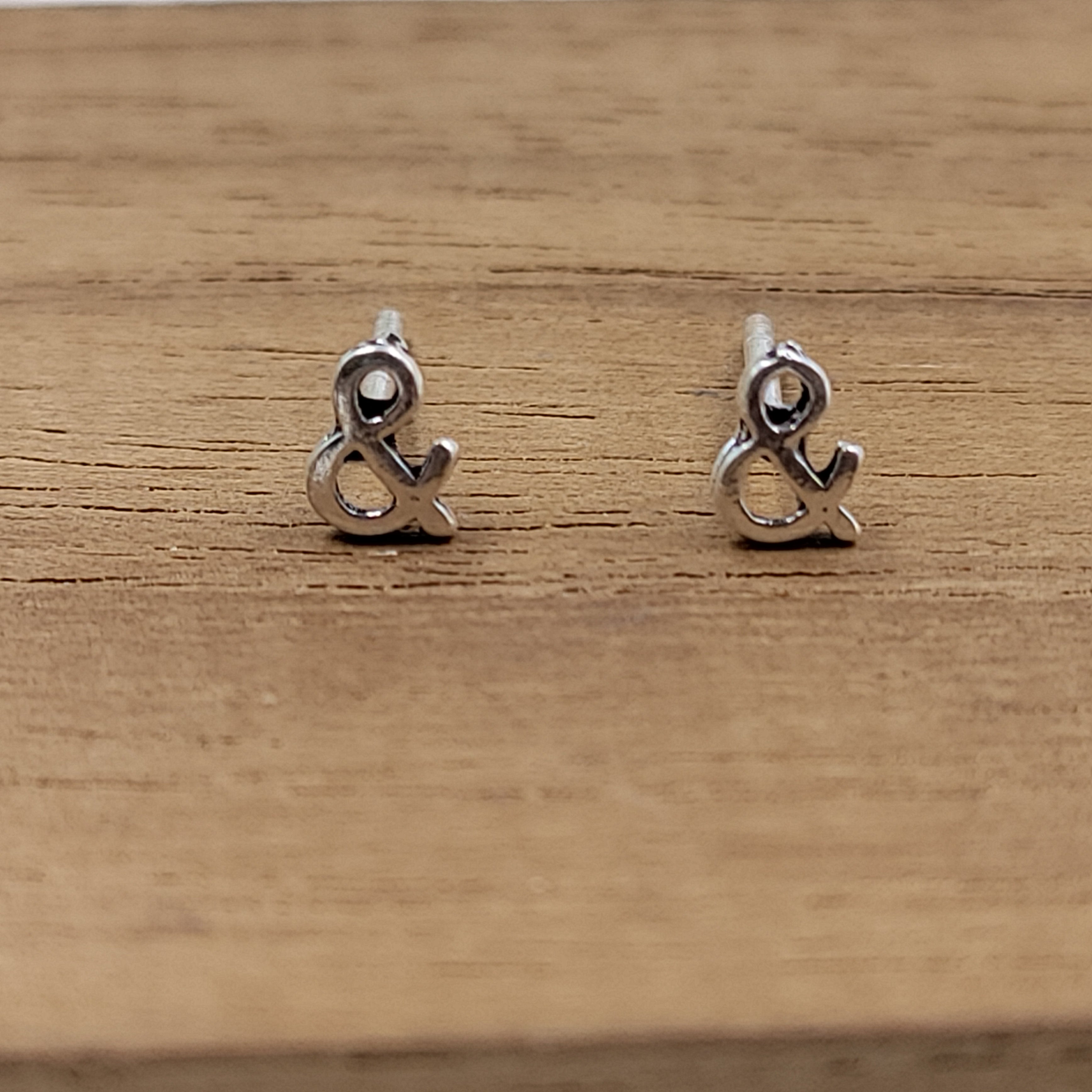 Little & And Symbol Stud Earring Sign Earring Stud Minimalist Handmade Gift Studs with Pushback 925 Sterling Silver Cute Gift