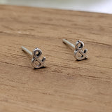 Little & And Symbol Stud Earring Sign Earring Stud Minimalist Handmade Gift Studs with Pushback 925 Sterling Silver Cute Gift