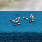 Rose Stud Earrings Flower Earring Floral Jewelry Minimalist Handmade Gift Studs with Pushback 925 Sterling Silver Gift for lover him her