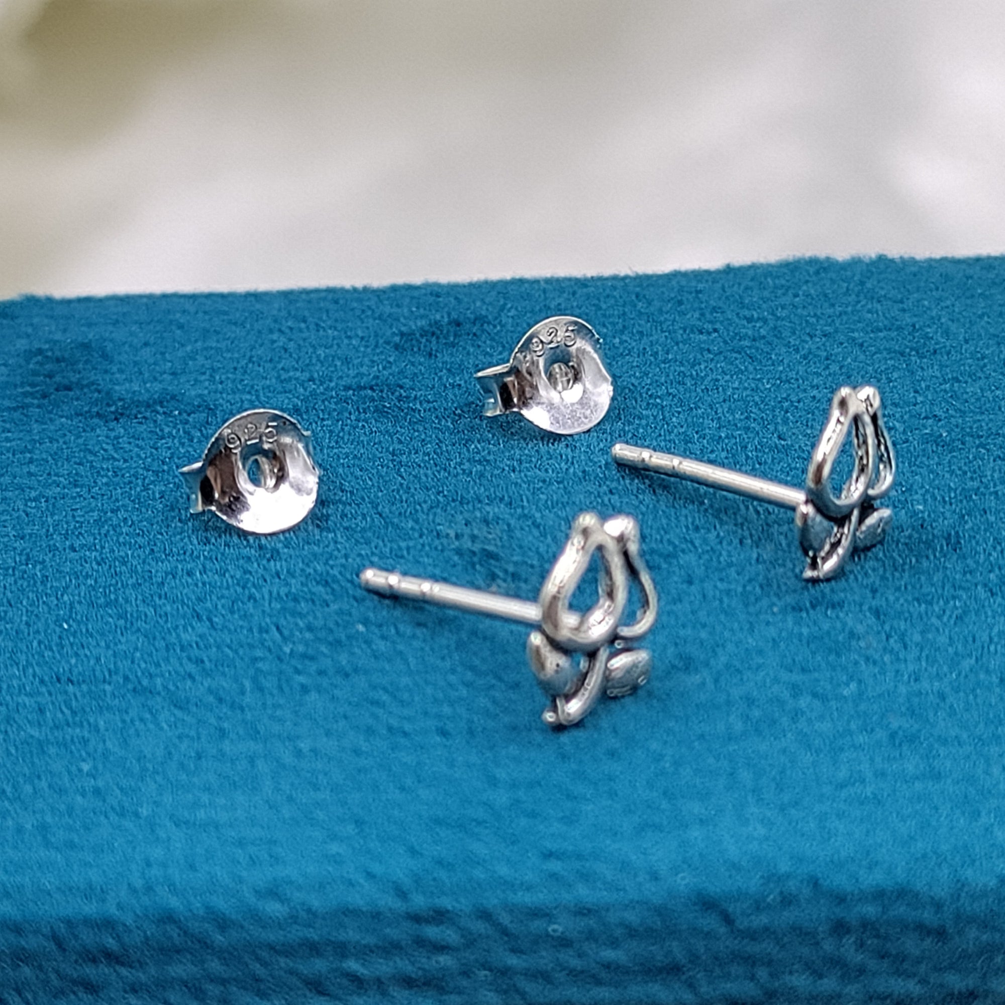 Rose Stud Earrings Flower Earring Floral Jewelry Minimalist Handmade Gift Studs with Pushback 925 Sterling Silver Gift for lover him her