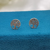 925 Sterling Silver Tree of Life Studs Earrings Dainty Lucky Charm Good Luck Earrings Minimalist Handmade Gift Studs with Pushback