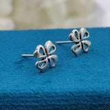925 Sterling Silver Clover Stud Earring Lucky Charm Studs 4 Leaf Clover Studs Clover Stud Flower Floral Cute Handmade Gift Studs Pushback