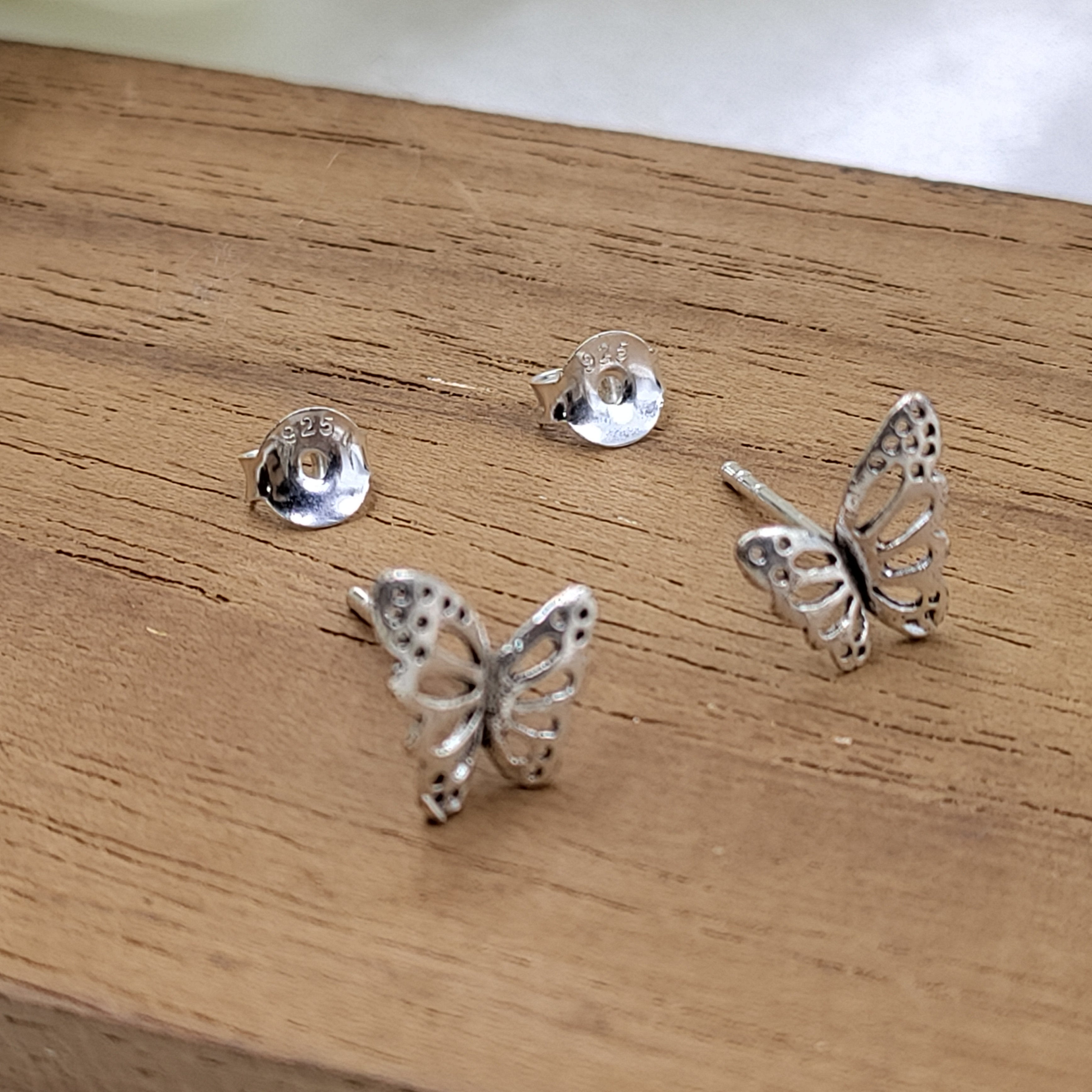Tiny Little Butterfly Beautifull Insect Stud earrings Tiny Cute Dainty Stud Minimalist Handmade Gift Stud with Pushback Sterling Silver 925