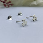 Silver Lucky Charm Studs 3 Leaf Clover Studs Clover Stud Clover Earring Flower Floral Cute Handmade Gift Stud with Pushback 925 Sterling