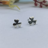 Silver Lucky Charm Studs 3 Leaf Clover Studs Clover Stud Clover Earring Flower Floral Cute Handmade Gift Stud with Pushback 925 Sterling