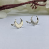Crescent Moon Half Stud Earrings Little Moon Earrings Celestial Jewelry Minimalist Handmade Gift Studs with Pushback Sterling Silver 925